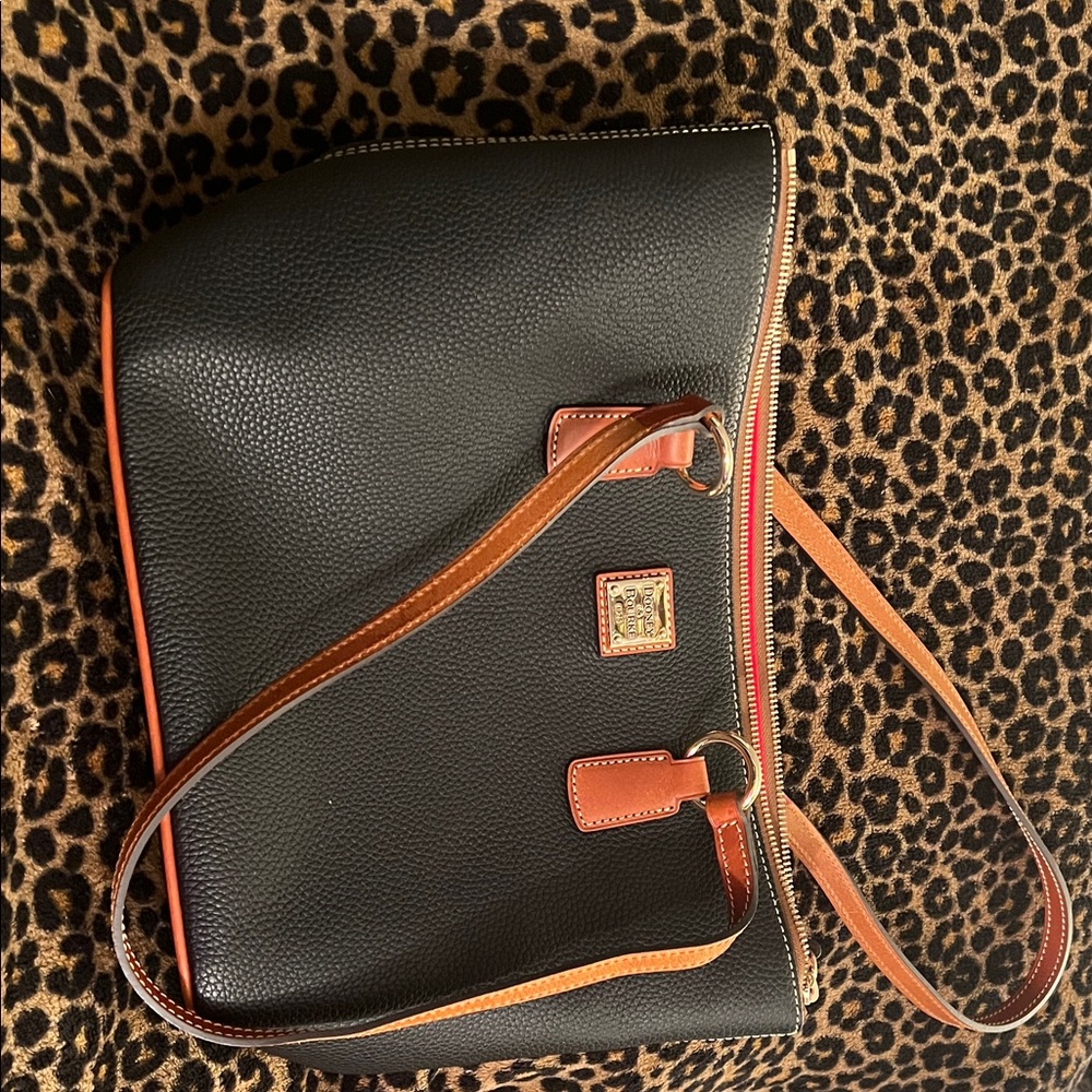Dooney & Bourke Black and Brown Leather Shoulder Bag